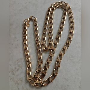 Vintage Nina Ricci 22KGP Flat Curb Link Long Chain Necklace